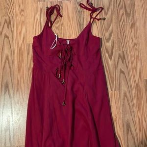 Free People Cut Out Spaghetti Strap Dress - Bell Accents and Side Slit Skirt
